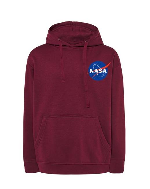 Bluza dresowa z kapturem NASA męska burgundowa