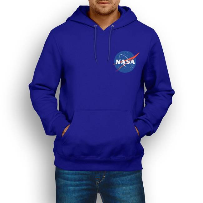 Bluza dresowa z kapturem NASA męska niebieska