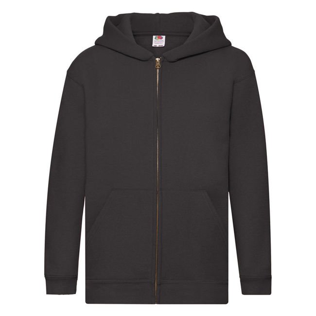 Bluza dziecięca zapinana Premium Hooded czarna Fruit of the Loom