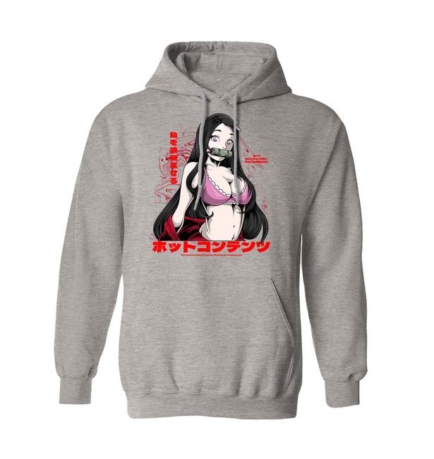 Bluza męska Nezuko Kamado DEMON SLAYER z kapturem szary melanż