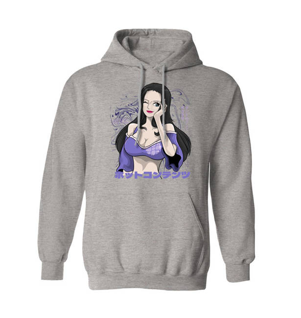 Bluza męska Nico Robin ONE PIECE z kapturem szary melanż