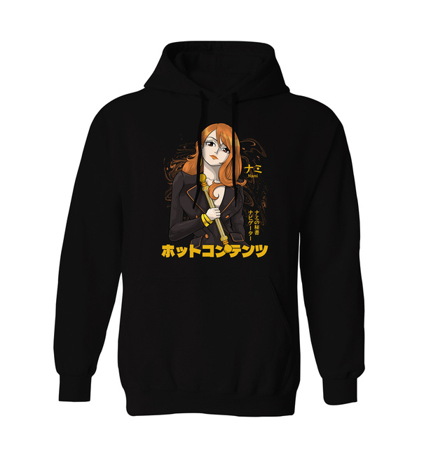 Bluza męska anime Nami One Piece z kapturem w kolorze czarnym