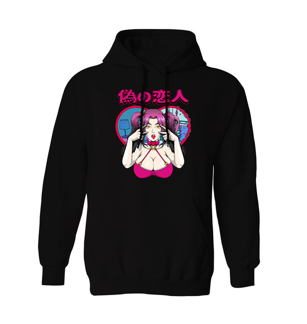 Bluza męska z kapturem anime girl w kolorze czarnym