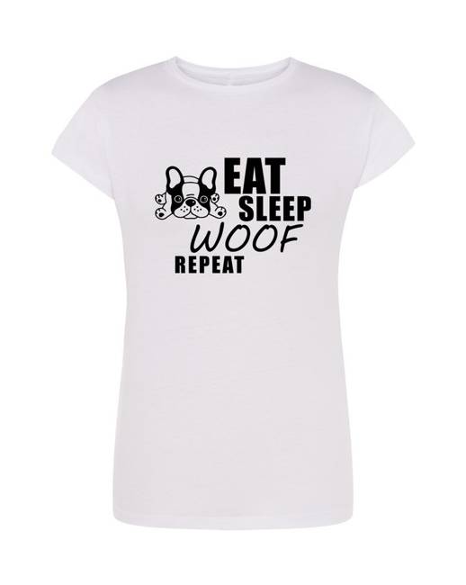 Koszulka damska EAT SLEEP WOOF REPEAT, na prezent