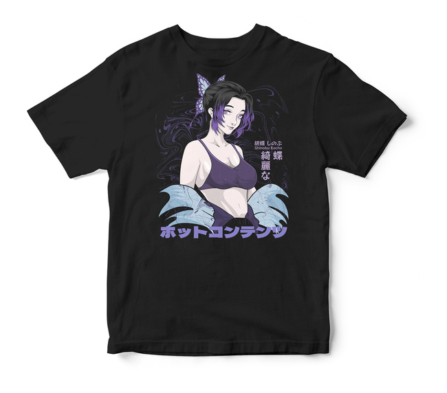 Koszulka t-shirt anime Demon Slayer Shinobu Kocho w kolorze czarnym