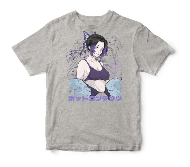 Koszulka t-shirt anime Demon Slayer Shinobu Kocho w kolorze szarym