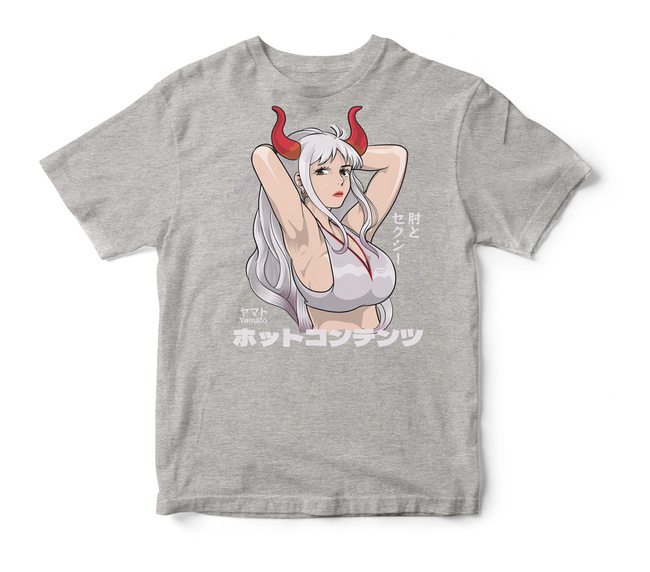 Koszulka t-shirt anime One Piece Yamato w kolorze szarym