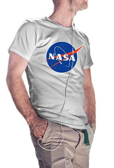 Kultowa koszulka męska z logo NASA w kolorze białym