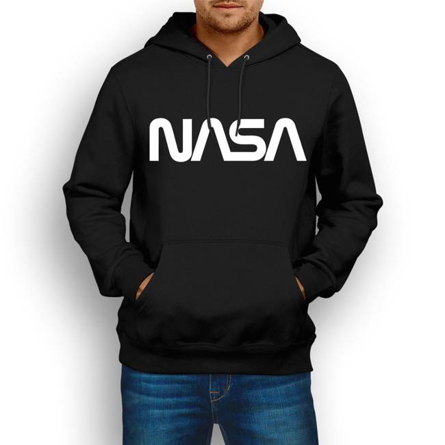 MODNA bluza NASA męska, kangurka z kapturem w kolorze czarnym
